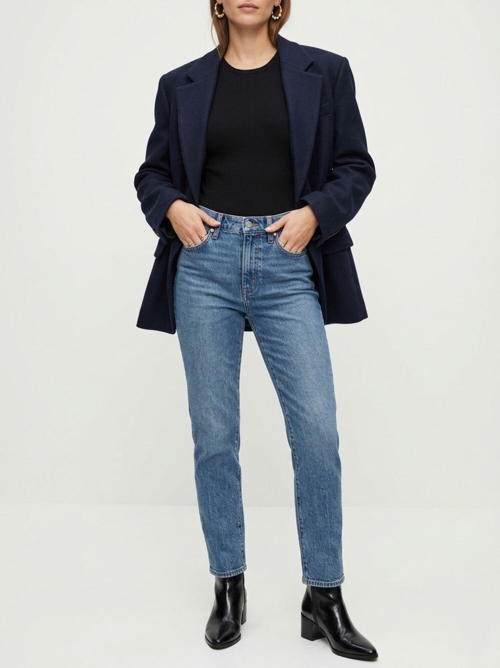 Madewell The Perfect Vintage Jean High Rise Straight Leg Blue Denim 27P